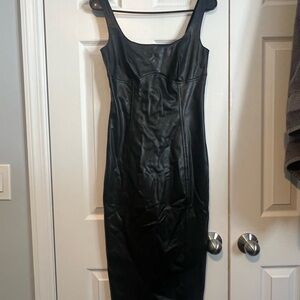Forever 21 Black Faux Leather Midi Dress